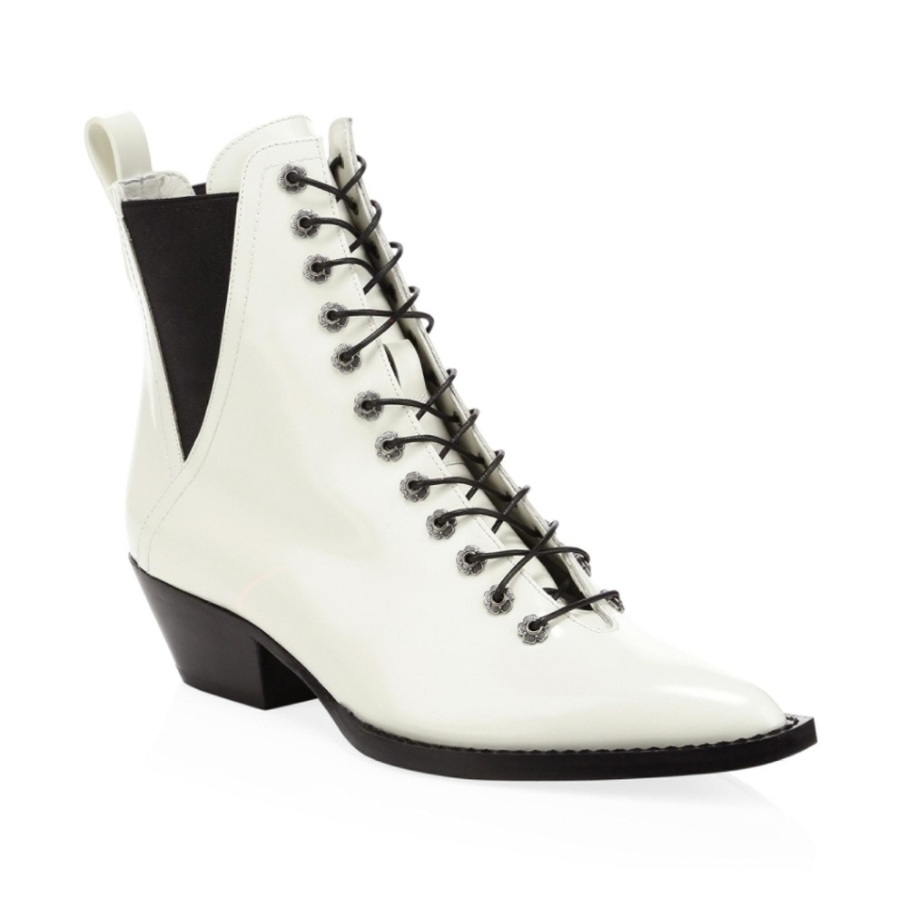 Coach Spazzaloto White Lace-up Booties 6.5 Excellent